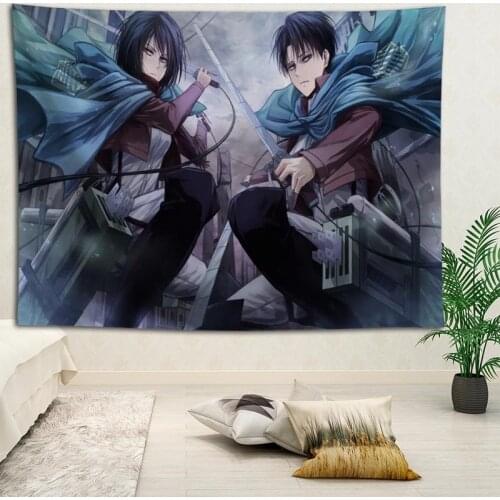 Hot Sale Custom Anime Attack on Titan Printed Tapestry Background Decorative Tapestry Various Sizes Wall Hanging Decor