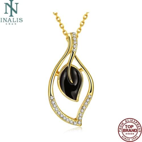 INALIS Hollow Leaves Pendant Necklaces For Women Romantic Exquisite Rose Gold Necklace Anniversary Fashion Jewelry On Sale