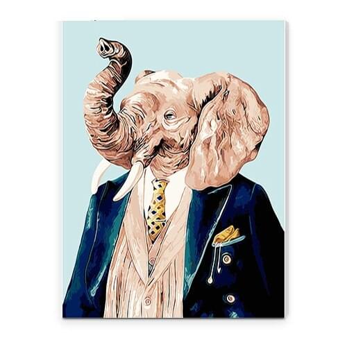 MaHuaf-A510 Kawaii Elephant Animal Cartoon painting by numbers Wall Art Picture for Kids Room Decor Canvas Painting 60*75