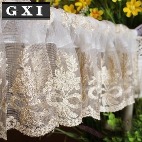 15cm Short Tulle Valance Luxury Lace Curtain for Kitchen Bedroom Window Half Cupboard Curtain New Design Home Decor
