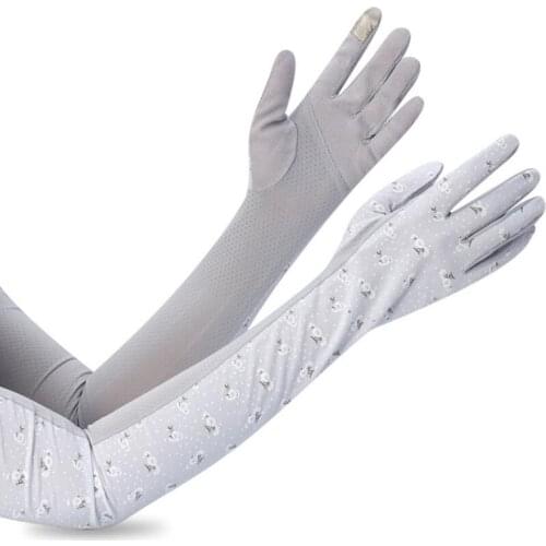 Summer Ice Silk Thin Long Cotton Full Finger Sunscreen Sleeve Women Sport Fitness Anti-UV Cycling Driving Touch Screen Glove M64