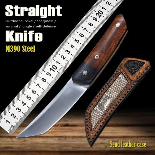 M390 Steel Straight Knife Outdoor Survival High Hardness Fixed Blade Portable Army Knives EDC Camping Hunting Tactical Gear