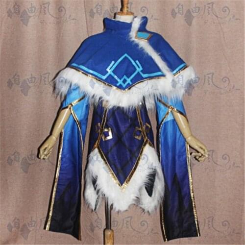 Game LOL Cosplay Costume Taliyah the Stoneweaver Blue Dress customize Halloween costume full sets free shipping A