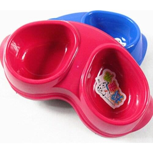 Pet Dog Food Water Bowl Anti Slip Dog Feeding Drinking Bowl Pet Plastic Feeding Bowl 2 Bowls In 1 Pet Dog Feeder