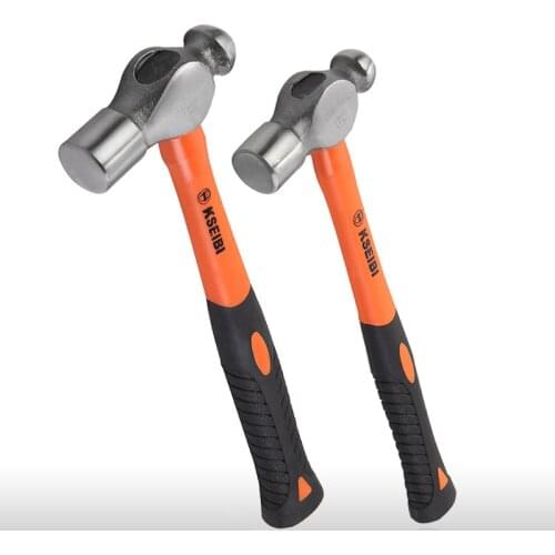 16OZ/24OZ Ball-peen Hammer Rubber Handle Nail Round Headed Hammers High Carbon Steel Escape Hammer Masonry Tools 1pcs