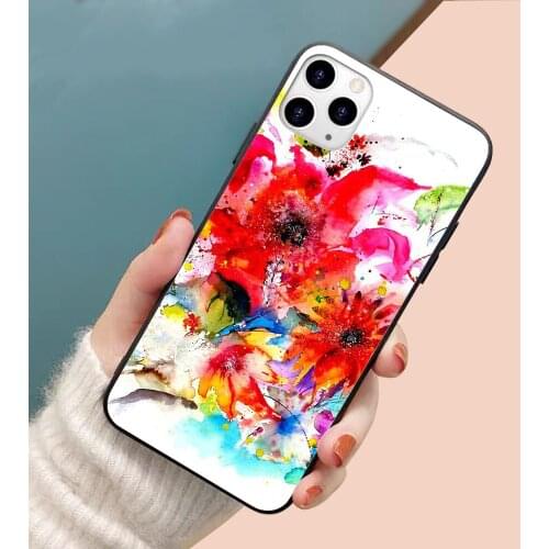 Watercolor garden II soft TPU border phone case for iphone 11PRO 11PROMAX 11 X XS XR XSMAX 6 plus 7 7plus 8 8plus cover