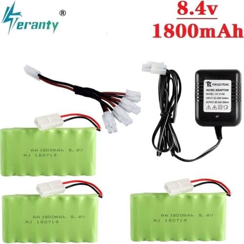 Upgrade 8.4v 1800mah NiMH Battery + charger For Rc Toys Cars Tanks Trucks Robot Gun Boat AA Ni-MH 8.4v Rechargeable Battery Pack