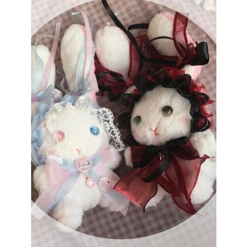 Kawaii Darl Black Lop Rabbit Bunny Plush Backpack Lolita Mother Bag Cute Doll Shoulder Bag Cosplay Gothic Cartoon Bunny Handbag
