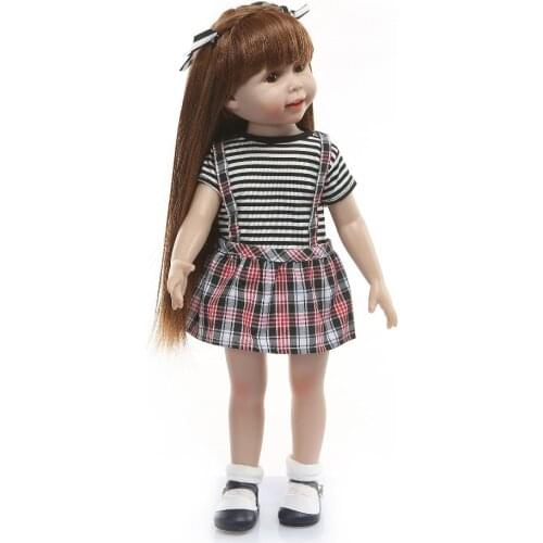 Full vinyl American Baby Dolls 45cm Cute girl Toys Birthday Children Gifts bebe reborn boneca Juguetes