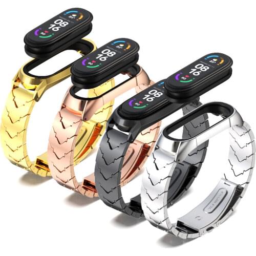 For Xiaomi Mi Band 6 Strap Compatible Mi Band 5 4 3 Strap NFC Miband 5 Bracelet Metal Steel Global Version Wristbands Correa