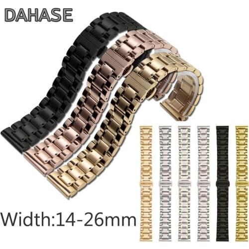 14 16 17 18 19 20mm 21 22mm 23 24 26mm 5 Beads Replacement Stainless Steel Watch Band Metal Watch Straps Bracelet
