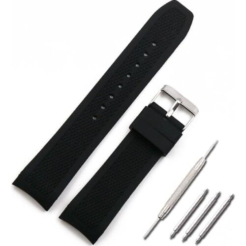 Watch accessories pin buckle silicone strap 22mm curved interface bracelet outdoor sports waterproof strap women men watch band