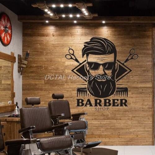 Haircuts and Shaves Hair Salon Barbershop Sticker Hairdresser Wall Decor Haircut Tools Wall Art Cosmetic for Hair Stylists Decal