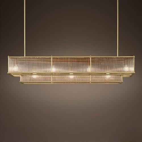 LED E14 Retro Amercian Round Linear Copper Chandelier Lighting Lustre Suspension Luminaire Lampen For Dinning Room