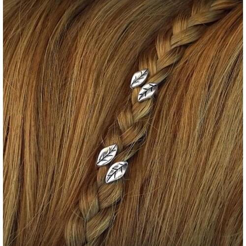 Viking Leaves HairBeadsBeard Beads Pendant Necklace Bracelet Beads 14x15x19mm Diameter 10mm