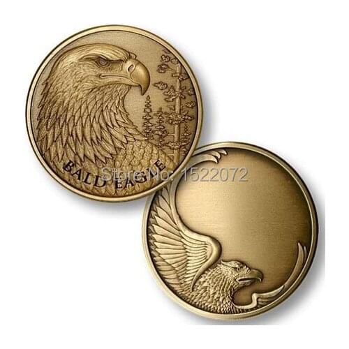High quality bald Eagle antique Bronze Engravable Medallion coin cheap custom made eagle coins hot sales metal antique coin
