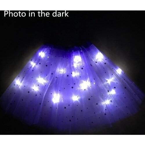 Mesh Tulle Skirt With Light Glows Childrens Birthday New Year Party Fun Gift Kids Girls Skirt LED New Style Strange Purple