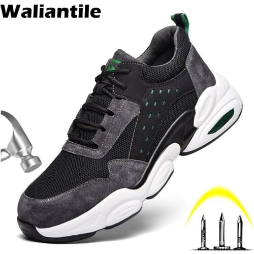 Waliantile Safety Work Shoes Boots For Men Male Anti-smashing Indestructible Shoes Security Puncture Proof Working Boots Men