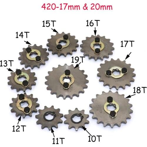Motorcycle parts Sprocket 420 17mm 10T 11T 12T 13T 14T 15T 16T 17T 18T 19T Gear for Dirt Pit Bike ATV Quad Go Kart Buggy