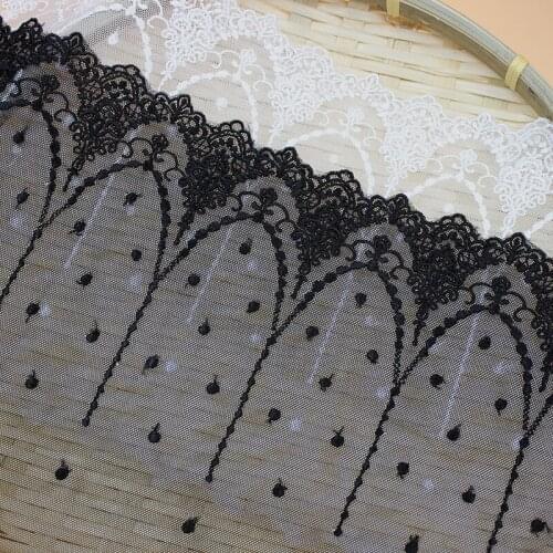 1Yard Black/white Mesh Cotton Embroidered Lace Trim Accessories Clothing Garment Accessories Home Textile Fabric Width 20cm