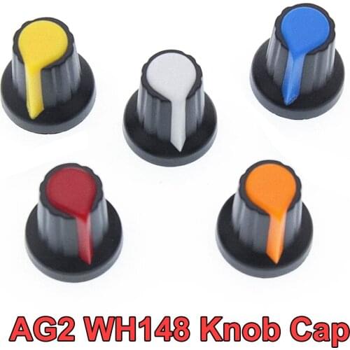 10PCS/lot WH148 potentiometer knob cap(copper core) 15X17mm 6mm Shaft Hole AG2 Yellow Orange Blue White Red