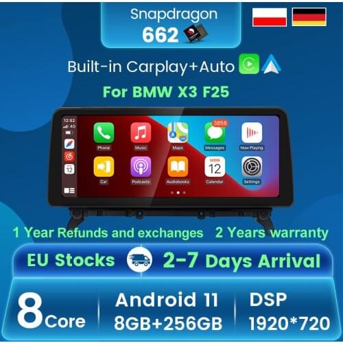 12.3''Blu-ray anti-glare Screen Qualcomm Snapdragon 662 Android 11 For BMW X3 F25/X4 F26 2011-2017 CIC NBT Car GPS Video Player