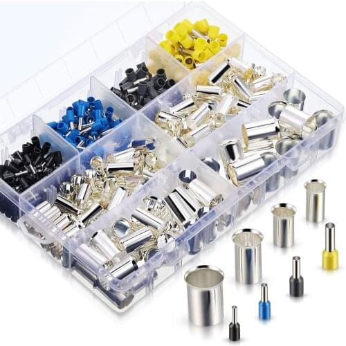 1900/1200/440Pcs Wire Ferrules Kits Ferrules Wire Ends Terminals Crimp Terminal Connector Sleeves AWG (2/0 1/0 2 4 10 12 14 16)
