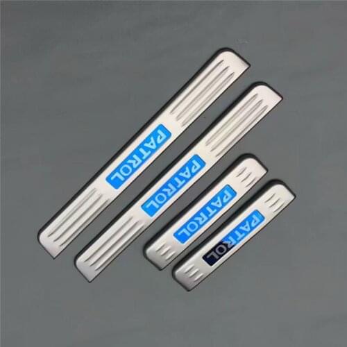 4pcs/set Stainless steel exterior door sill strip fit for Patrol Threshold trim welcome pedal Scuff plate guard cover