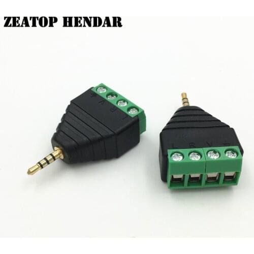 8Pcs 2.5mm 4 Pole Male Stereo Male to Audio Video AV Balun Screw Terminal Jack 2.5 4 Pin Terminals Block Plug Connector