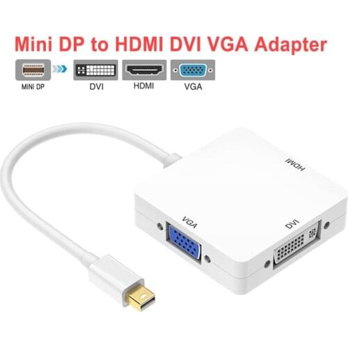 For Apple iMac MacBook 3 in 1 Display Port Thunderbolt to DVI VGA HDMI Cable Display Port Converter DP to VGA DP to HDMI Adapter