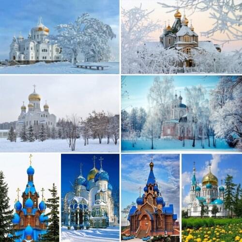 5D Castle Scenery DIY Diamond Painting Rhinestone Art Picture Full Diamond Embroidery Cross Stitch Kit Mosaic Home Decoration