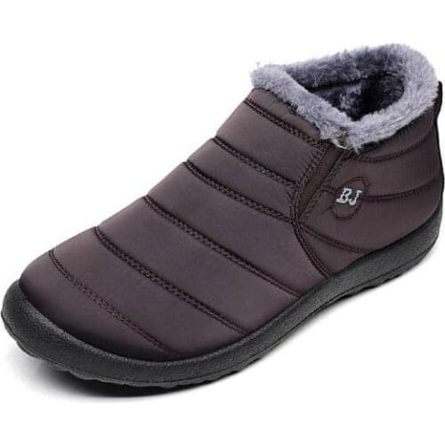 New Winter Men Shoes Fashion Warm Snow Boots Non-slip Waterproof Ankle Booties Solid Color Big Size Couple Booties 2020