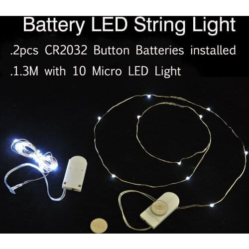 CR2032 Button Battery Operated 1M 10 LEDS Micro Copper LED String Lights,Fairy Light For Christmas Xmas Party Wedding Decoration