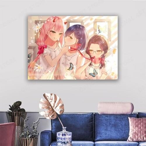 Room decoration Zero Two Ichigo Ikuno anime poster nordic Canvas Painting Modern Wall Art kawaii room decor interior paintings