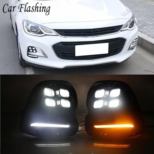 Car Flashing For Chevrolet Cavalier 2016 2017 2018 Daytime Running Lights Turn Signal Fog Lamp Cover 12V ABS LED DRL Car Styling