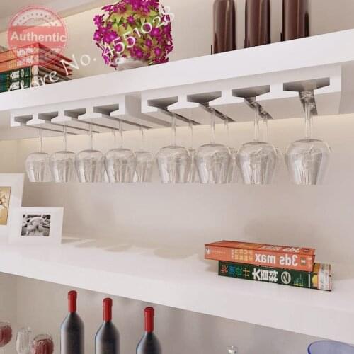Home Grape Wine Rack Hanging Cup Holders Solid Wood Goblet Wine Shelf Bar Hanging Glass Rack For Wine Cabinet