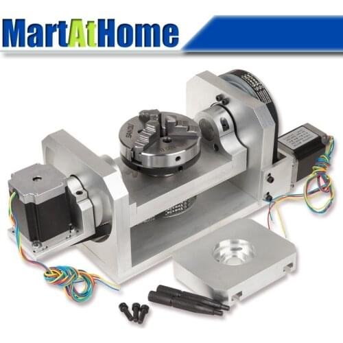 CNC Router Machine Rotary Table 4th & 5th Rotational Axis with Chuck & 57 2-Phase 250 oz-in Stepper Motor