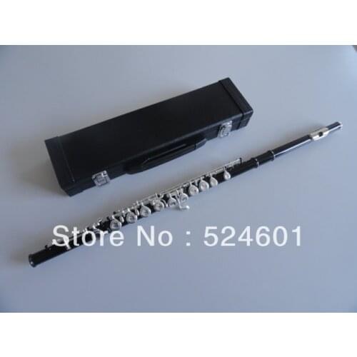 Hot Students Series 16 Hole Plus The E Key The Obturator Flute Instrument Black Body Silver Plated Key Flute With Case