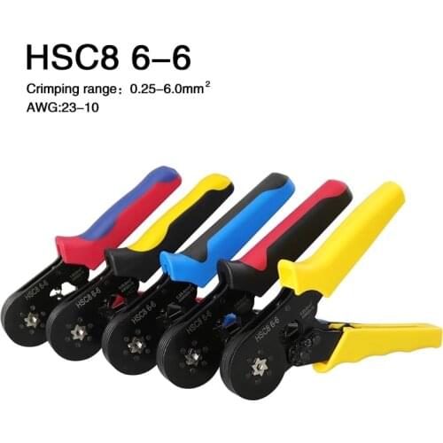 HSC8 6-4A ferrule Crimping Pliers 0.25-10MM² wire crimper tool Wire Stripper Hand Ferrule Crimp set Plier KIT With1200 Terminals
