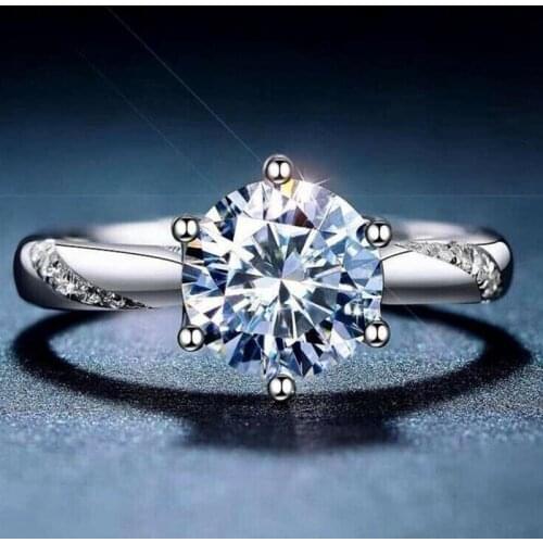 Classic 6 Claws Design Women Wedding Band Jewelry Ring Shine Cubic Zirconia Party Luxury Female Ring Simple Design