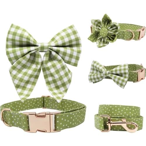 Classical Girly Dog Collar Bow for Pet Dog Cat with Rose Gold Metal Buckle