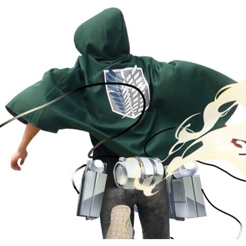 Attack On Titan Costume Green Cloak Anime Cosplay Aren Levi Shingeki No Kyojin Hoodie Mikasa Cloak Scout Legion Coat Carnival