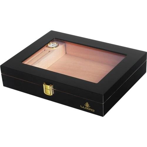 UXFO Cedar Wood Travel Cigar Humidor with Hygrometer Humidifier for Cohiba Cigars 10CT