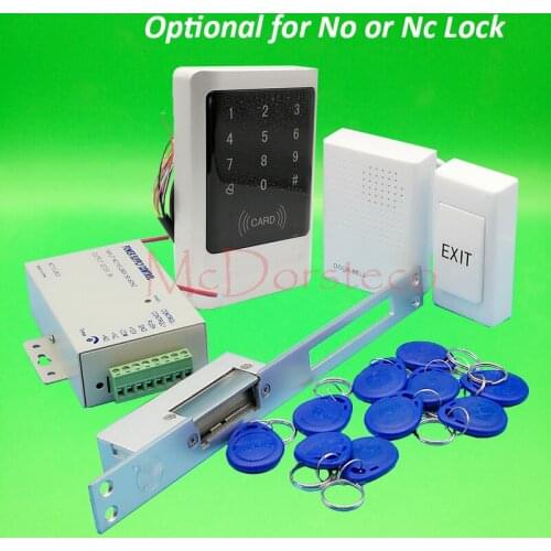Touch Keypad Metal Waterproof door Access Control Full 125khz Rfid Door Lock control system Kit Yli long type No Nc Strike Lock