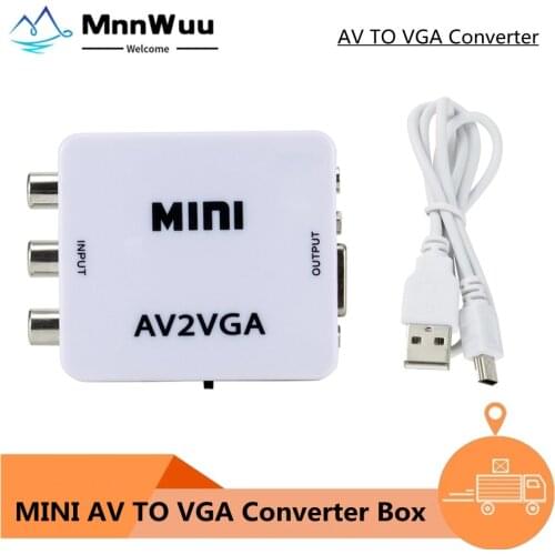 Mini RCA To VGA Converter AV2VGA Conversor with 3.5mm Audio RCA To VGA Video Converter For PC to TV HD Computer to TV