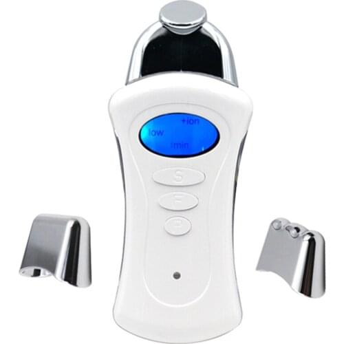 Mini Micro current Ion Beauty Stimulator Galvanic Handheld Spa Device with 3 Massage Heads LCD Face Lift Machine Skin Care