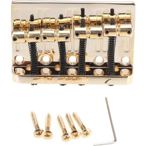 Musiclily Pro 57mm Heavy Duty 4-String Bass Bridge Vintage Brass Saddles for Precision/Jazz Bass, Gold