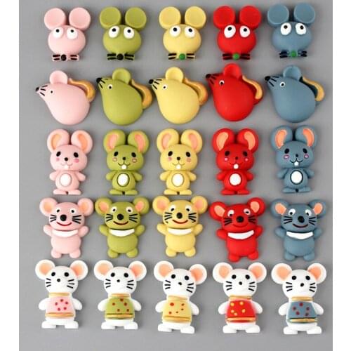 Mini Order 10pcs Colorful Kawaii Animal Carrot Resin Cabochon Ornament Accessories Embellishments Scrapbooking Patch Sticker