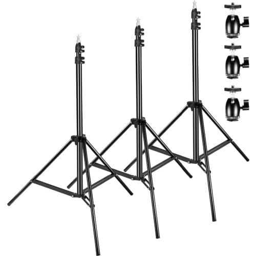 Neewer 3 Packs 75''/190 centimeters Adjustable Light Stands with 3 Packs 1/4-inch Screw Tripod Mini Ball Head Hot Shoe Adapters