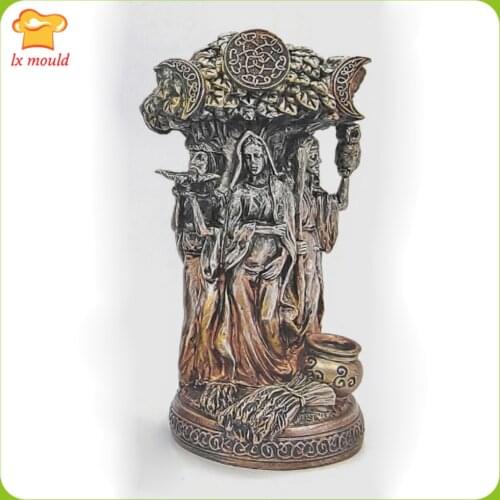 2021 New Religious Candle Silicone Mould Handmade Triple Goddess Plaster Resin Aromatherapy Moulds Tools